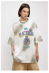 Retro Distressed Design Printed Short Sleeve