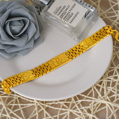 Gold Plated Chain Fu Character Wide Bracelet Vietnam Placer