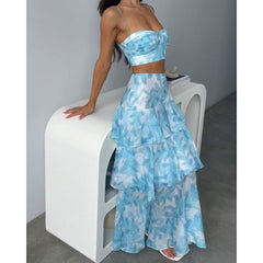 Split Two-piece Sleeve Backless Top