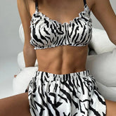 Leopard Print Women's Suspender Underwear Pajamas Suit