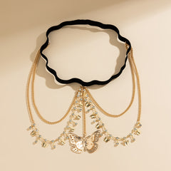 Elastic Band Leg Bracelet Green Painted Butterfly