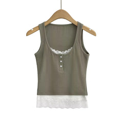 Cotton Sleeves-Less Vest Summer Relax-Fit Ribbed