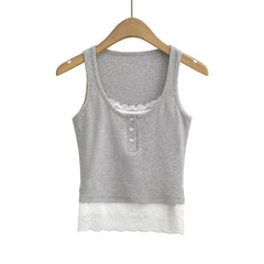 Cotton Sleeves-Less Vest Summer Relax-Fit Ribbed
