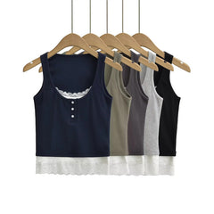 Cotton Sleeves-Less Vest Summer Relax-Fit Ribbed