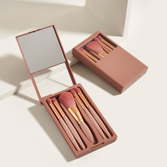 Make-up Brush Include 5 Different Brushes And Compaq Handy Mirror Outdoor Set