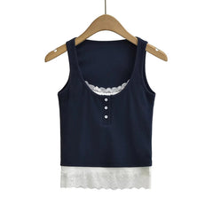 Cotton Sleeves-Less Vest Summer Relax-Fit Ribbed