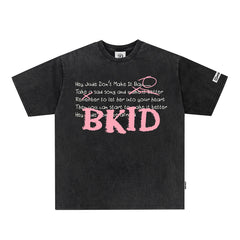 Letter Printed Casual Short Sleeve European And American Street Trendy