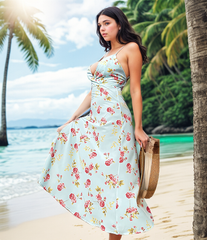 Women's Midi Bohemian Printing Slip Dress