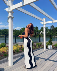 Black & White Slim-Fit One Piece For Women by Waves Clothing