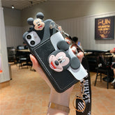 Foreign Trade Applicable 14pro Phone Case 13 Lying Card Holder Cartoon Crossbody Rope