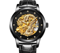 Fully Automatic Skeleton Waterproof Luminous Atmospheric Gold Business Dragon Watch 41mm