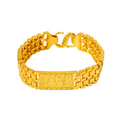 Gold Plated Chain Fu Character Wide Bracelet Vietnam Placer