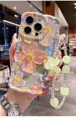 Oil Painting Flower Lanyard Phone Case