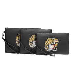 Men's Tiger Head Embroidered Clutch