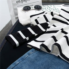 Plus Size | Striped Western Style Shirt Women's Long-sleeved T-shirt