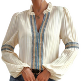 V-neck & Sleeves Threaded Top For Women || Easy-Fit And Comfort