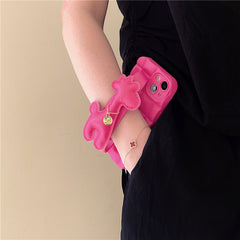 Rose Red Plaid Giraffe Wrist Phone Case