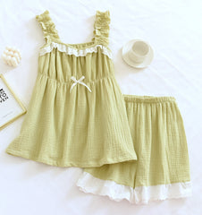 Summer Crepe Short-sleeved Shorts Ladies' Homewear