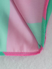 Summer European And American Style Striped Loose Printed Silk Textured Shirt For Women