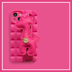 Rose Red Plaid Giraffe Wrist Phone Case