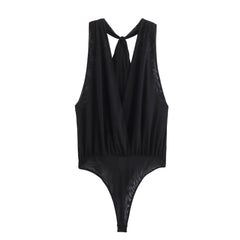 New Women's V-neck Halter Shoulder Strap With Backless Sleeveless Leotard