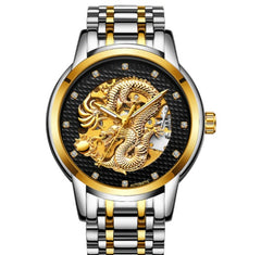 Fully Automatic Skeleton Waterproof Luminous Atmospheric Gold Business Dragon Watch 41mm
