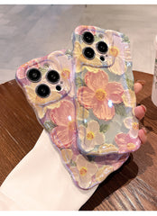 Oil Painting Flower Lanyard Phone Case