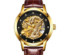 Fully Automatic Skeleton Waterproof Luminous Atmospheric Gold Business Dragon Watch 41mm