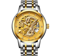 Fully Automatic Skeleton Waterproof Luminous Atmospheric Gold Business Dragon Watch 41mm