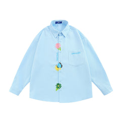 Embroidered Flower Trendy Shirt (Unisex) Waffle Fabrication