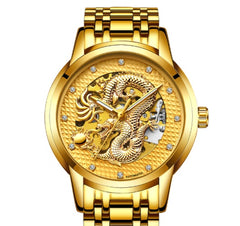 Fully Automatic Skeleton Waterproof Luminous Atmospheric Gold Business Dragon Watch 41mm