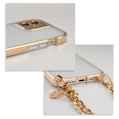 Hanging Hole Portable 11 Chain Mobile Phone Case Silver Simple Transparent