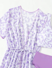 Three Piece Split Swimsuit Cover Print