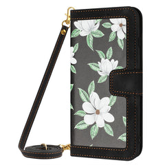 Small Floral Flip Leather Case Lanyard Phone Case