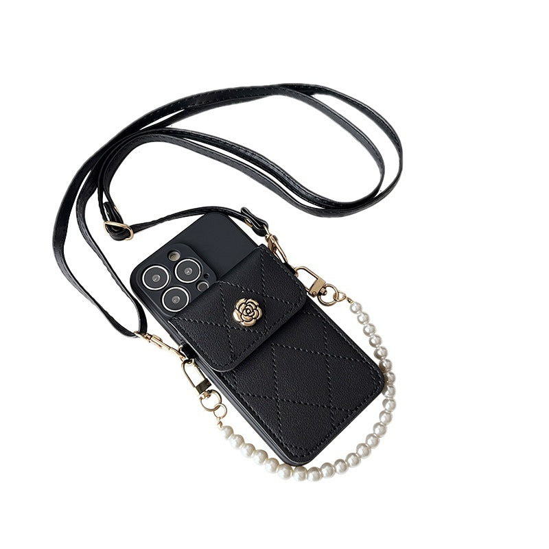 Crossbody Rope Diamond Metal Flower Phone Case