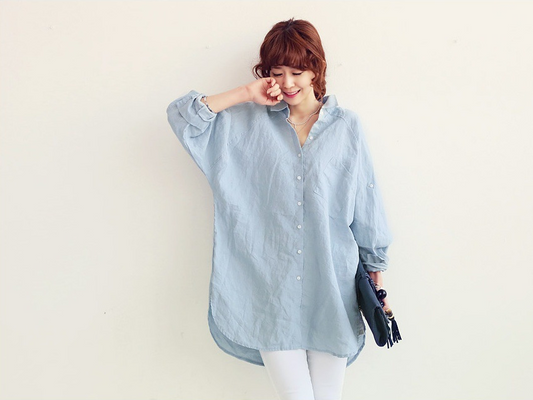 Cotton and linen dress shirt