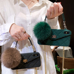 Pursue Style Phone Case Cover With Hair Ball For Women