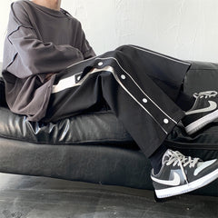 Wide Leg Pants Men'S Korean Fashion Loose Straight Tube Drop Summer Breasted Pants