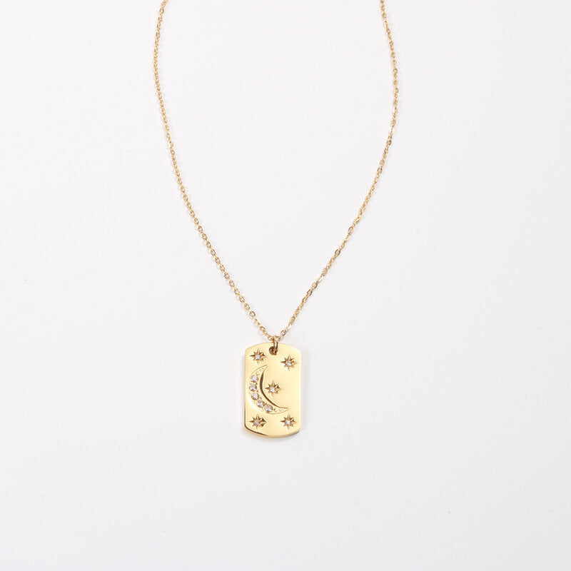Moon Style Retro Temperament Titanium Steel Gold Plated Necklace