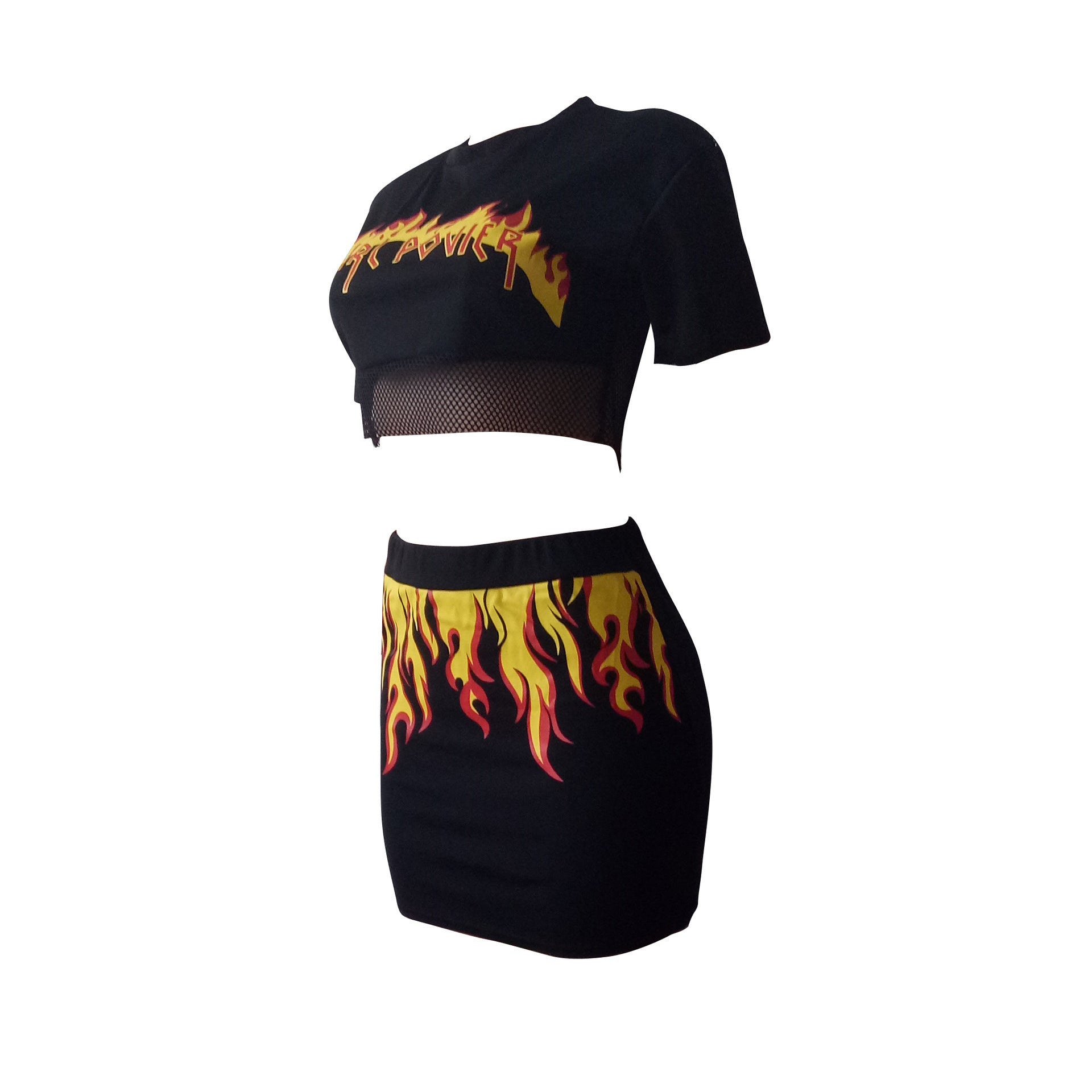 Women's Fashion Offset Top Skirt Set