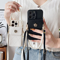 Crossbody Rope Diamond Metal Flower Phone Case