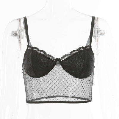 Nightclub Party Lace Eyelashes Polka Dot  Top