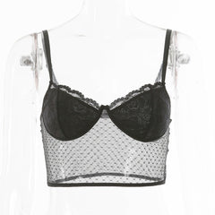 Nightclub Party Lace Eyelashes Polka Dot  Top