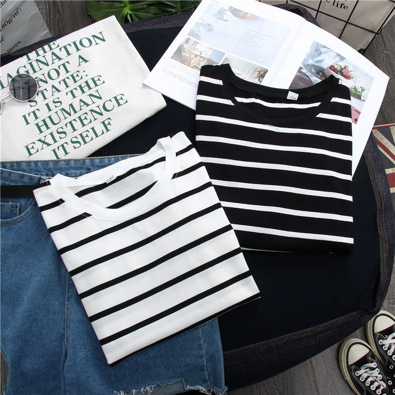 Plus Size | Striped Western Style Shirt Women's Long-sleeved T-shirt