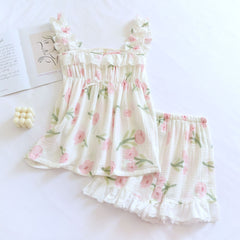 Summer Crepe Short-sleeved Shorts Ladies' Homewear