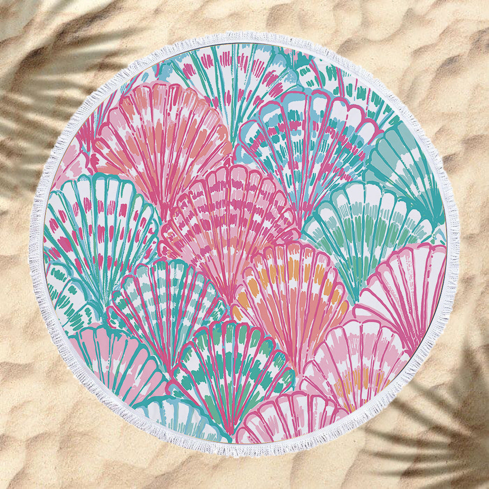 Microfiber and tassel round beach towel