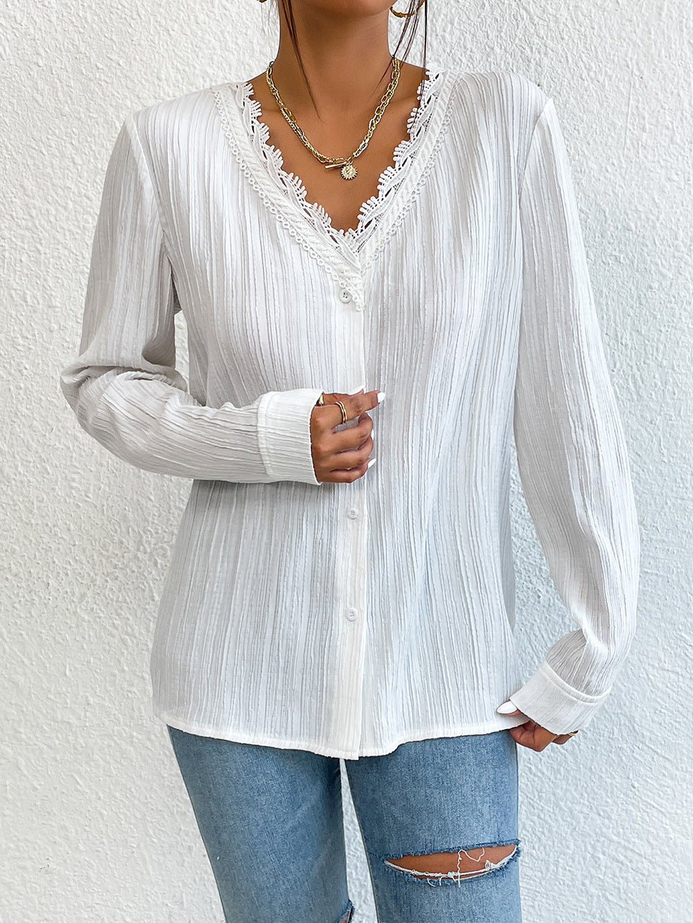 Slim Fit Full-Sleeve Shirt Top Women