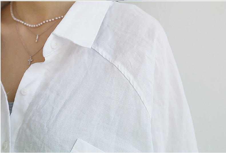 Korean Style 360 Collar Lenin Shirt Loose-Fit For Women's
