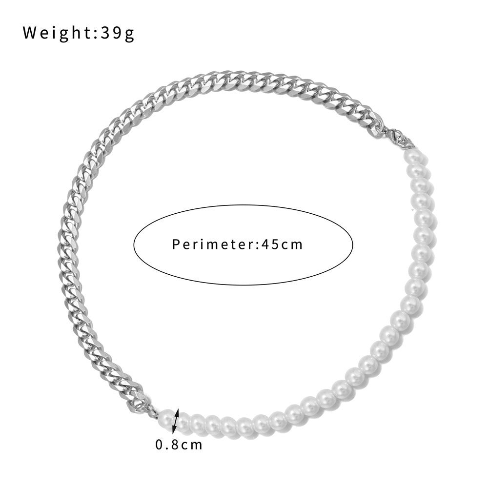 Cool Fashion Ins Minority Simple Men And Women Couple European And American Chain Pearl Bracelet