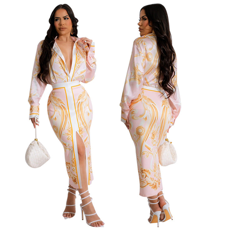Two-Piece Deep Neck Silicon Suit-Skirt For Women
